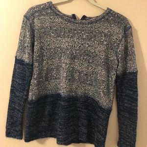 Navy sweater with back zip